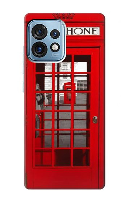 W0058 British Red Telephone Box Hülle Schutzhülle Taschen und Leder Flip für Motorola Edge+ (2023), X40, X40 Pro, Edge 40 Pro