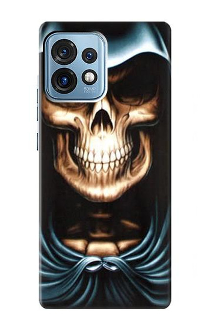 W0225 Skull Grim Reaper Hülle Schutzhülle Taschen und Leder Flip für Motorola Edge+ (2023), X40, X40 Pro, Edge 40 Pro