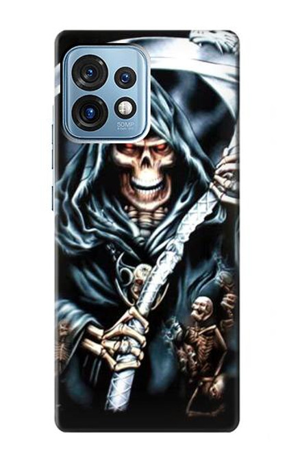 W0295 Grim Reaper Hülle Schutzhülle Taschen und Leder Flip für Motorola Edge+ (2023), X40, X40 Pro, Edge 40 Pro