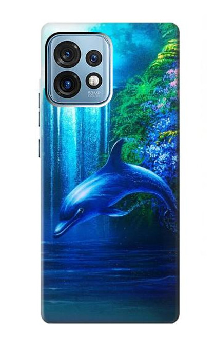 W0385 Dolphin Hülle Schutzhülle Taschen und Leder Flip für Motorola Edge+ (2023), X40, X40 Pro, Edge 40 Pro