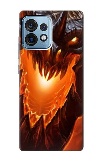 W0414 Fire Dragon Hülle Schutzhülle Taschen und Leder Flip für Motorola Edge+ (2023), X40, X40 Pro, Edge 40 Pro