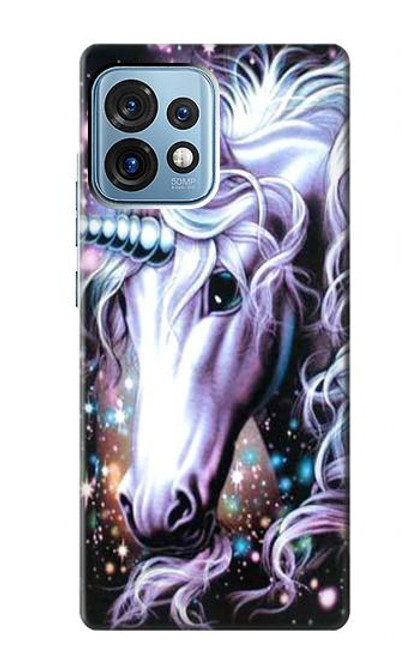 W0749 Unicorn Horse Hülle Schutzhülle Taschen und Leder Flip für Motorola Edge+ (2023), X40, X40 Pro, Edge 40 Pro