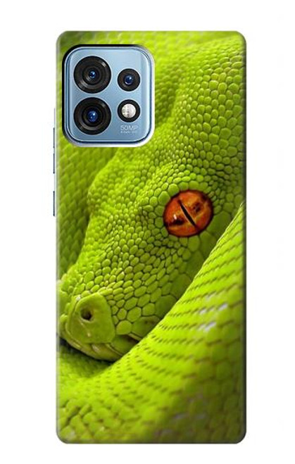 W0785 Green Snake Hülle Schutzhülle Taschen und Leder Flip für Motorola Edge+ (2023), X40, X40 Pro, Edge 40 Pro