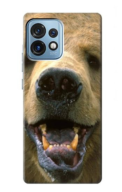 W0840 Grizzly Bear Face Hülle Schutzhülle Taschen und Leder Flip für Motorola Edge+ (2023), X40, X40 Pro, Edge 40 Pro