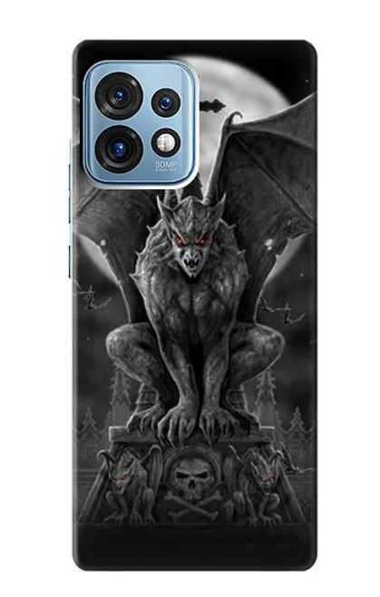 W0850 Gargoyle Devil Demon Hülle Schutzhülle Taschen und Leder Flip für Motorola Edge+ (2023), X40, X40 Pro, Edge 40 Pro