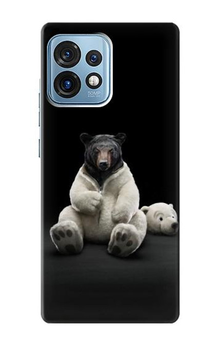 W0878 Black Bear Hülle Schutzhülle Taschen und Leder Flip für Motorola Edge+ (2023), X40, X40 Pro, Edge 40 Pro