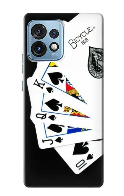 W1078 Poker Royal Straight Flush Hülle Schutzhülle Taschen und Leder Flip für Motorola Edge+ (2023), X40, X40 Pro, Edge 40 Pro