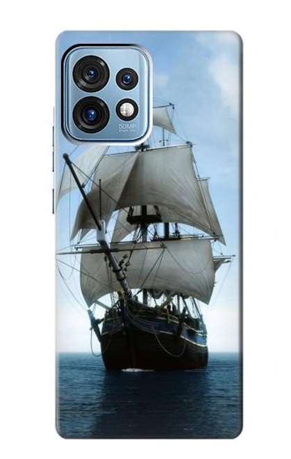 W1096 Sailing Ship in an Ocean Hülle Schutzhülle Taschen und Leder Flip für Motorola Edge+ (2023), X40, X40 Pro, Edge 40 Pro