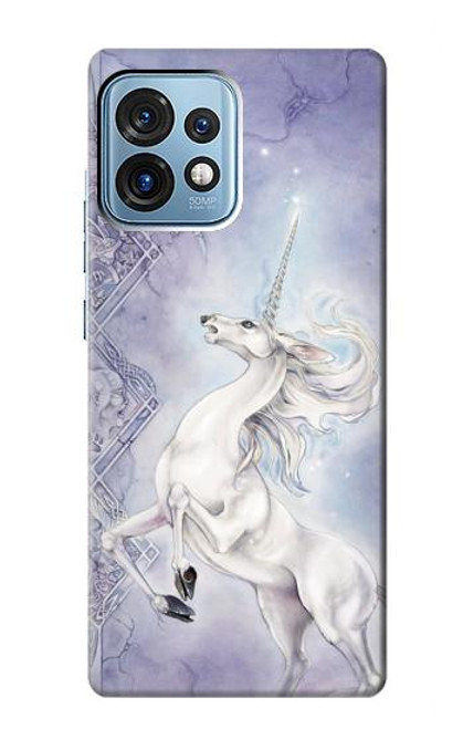 W1134 White Horse Unicorn Hülle Schutzhülle Taschen und Leder Flip für Motorola Edge+ (2023), X40, X40 Pro, Edge 40 Pro
