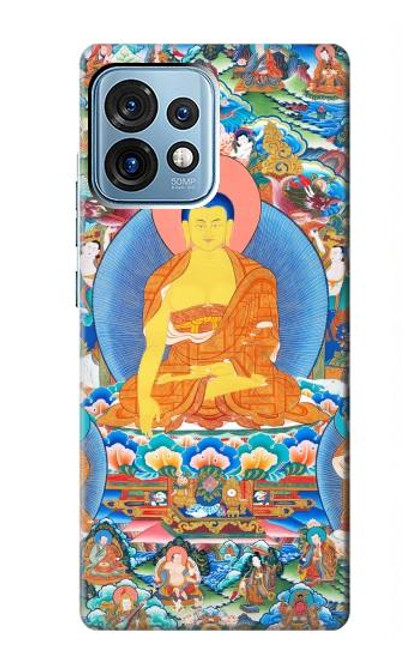 W1256 Buddha Paint Hülle Schutzhülle Taschen und Leder Flip für Motorola Edge+ (2023), X40, X40 Pro, Edge 40 Pro