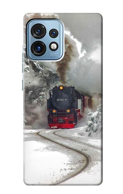 W1509 Steam Train Hülle Schutzhülle Taschen und Leder Flip für Motorola Edge+ (2023), X40, X40 Pro, Edge 40 Pro