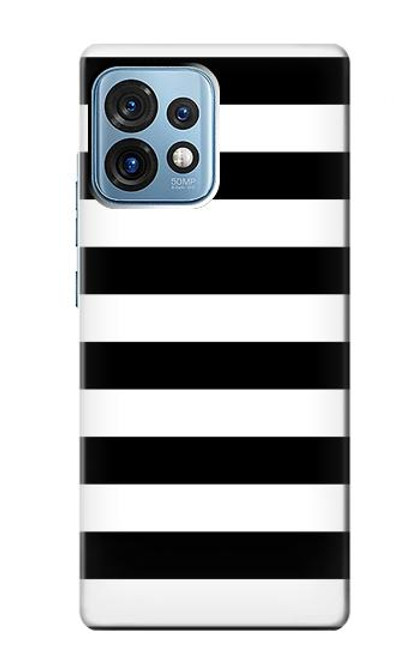 W1596 Black and White Striped Hülle Schutzhülle Taschen und Leder Flip für Motorola Edge+ (2023), X40, X40 Pro, Edge 40 Pro
