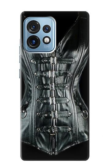 W1639 Gothic Corset Black Hülle Schutzhülle Taschen und Leder Flip für Motorola Edge+ (2023), X40, X40 Pro, Edge 40 Pro