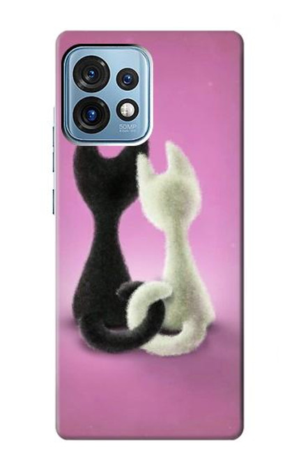 W1832 Love Cat Hülle Schutzhülle Taschen und Leder Flip für Motorola Edge+ (2023), X40, X40 Pro, Edge 40 Pro