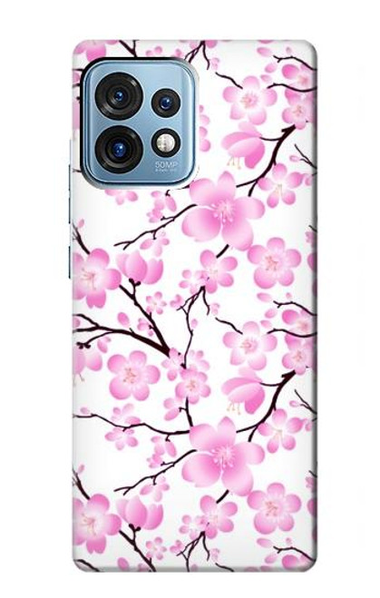 W1972 Sakura Cherry Blossoms Hülle Schutzhülle Taschen und Leder Flip für Motorola Edge+ (2023), X40, X40 Pro, Edge 40 Pro