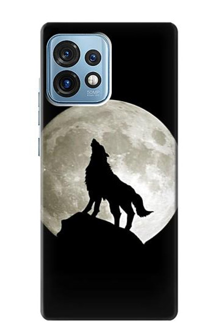 W1981 Wolf Howling at The Moon Hülle Schutzhülle Taschen und Leder Flip für Motorola Edge+ (2023), X40, X40 Pro, Edge 40 Pro