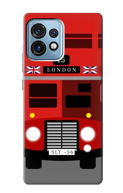 W2058 England British Double Decker Bus Hülle Schutzhülle Taschen und Leder Flip für Motorola Edge+ (2023), X40, X40 Pro, Edge 40 Pro