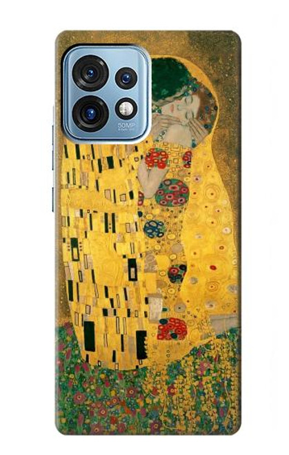 W2137 Gustav Klimt The Kiss Hülle Schutzhülle Taschen und Leder Flip für Motorola Edge+ (2023), X40, X40 Pro, Edge 40 Pro