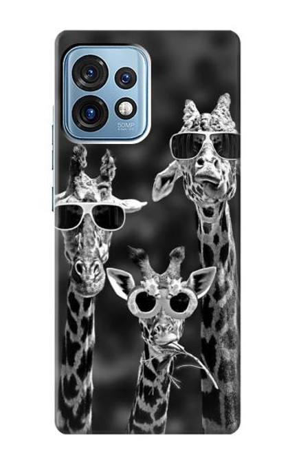 W2327 Giraffes With Sunglasses Hülle Schutzhülle Taschen und Leder Flip für Motorola Edge+ (2023), X40, X40 Pro, Edge 40 Pro