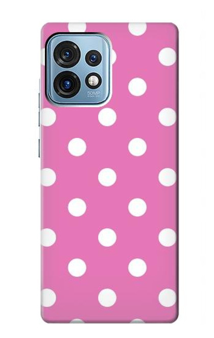W2358 Pink Polka Dots Hülle Schutzhülle Taschen und Leder Flip für Motorola Edge+ (2023), X40, X40 Pro, Edge 40 Pro