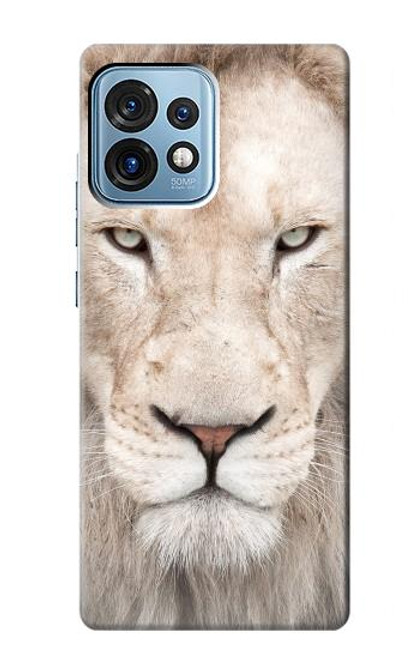 W2399 White Lion Face Hülle Schutzhülle Taschen und Leder Flip für Motorola Edge+ (2023), X40, X40 Pro, Edge 40 Pro