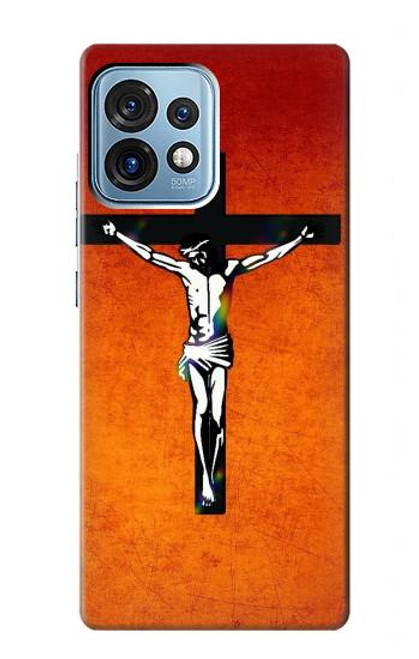 W2421 Jesus Christ On The Cross Hülle Schutzhülle Taschen und Leder Flip für Motorola Edge+ (2023), X40, X40 Pro, Edge 40 Pro