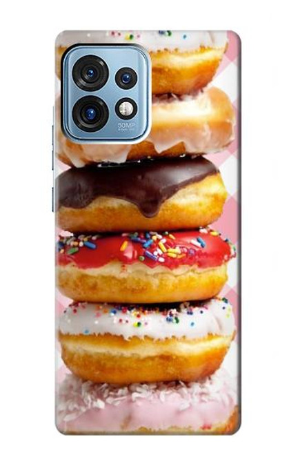 W2431 Fancy Sweet Donuts Hülle Schutzhülle Taschen und Leder Flip für Motorola Edge+ (2023), X40, X40 Pro, Edge 40 Pro