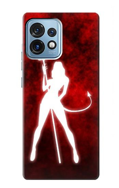 W2455 Sexy Devil Girl Hülle Schutzhülle Taschen und Leder Flip für Motorola Edge+ (2023), X40, X40 Pro, Edge 40 Pro