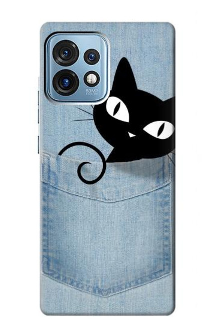 W2641 Pocket Black Cat Hülle Schutzhülle Taschen und Leder Flip für Motorola Edge+ (2023), X40, X40 Pro, Edge 40 Pro