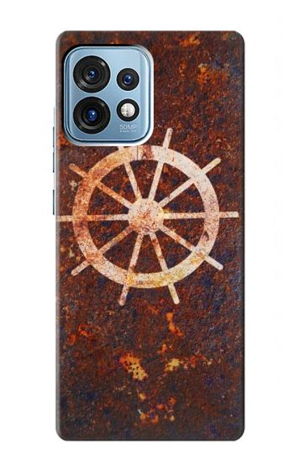 W2766 Ship Wheel Rusty Texture Hülle Schutzhülle Taschen und Leder Flip für Motorola Edge+ (2023), X40, X40 Pro, Edge 40 Pro