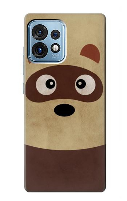 W2825 Cute Cartoon Raccoon Hülle Schutzhülle Taschen und Leder Flip für Motorola Edge+ (2023), X40, X40 Pro, Edge 40 Pro