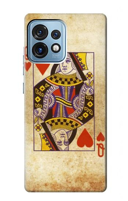 W2833 Poker Card Queen Hearts Hülle Schutzhülle Taschen und Leder Flip für Motorola Edge+ (2023), X40, X40 Pro, Edge 40 Pro