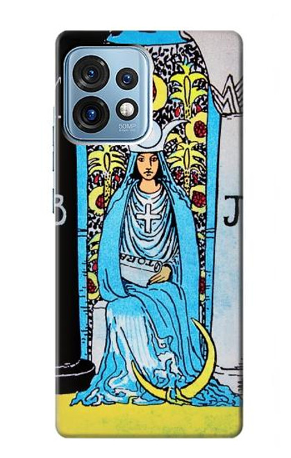 W2837 The High Priestess Vintage Tarot Card Hülle Schutzhülle Taschen und Leder Flip für Motorola Edge+ (2023), X40, X40 Pro, Edge 40 Pro