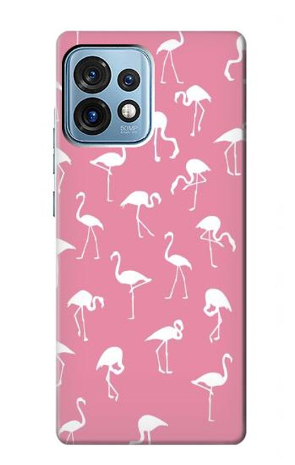 W2858 Pink Flamingo Pattern Hülle Schutzhülle Taschen und Leder Flip für Motorola Edge+ (2023), X40, X40 Pro, Edge 40 Pro