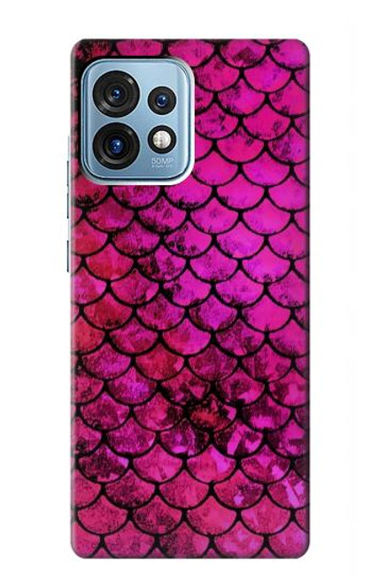 W3051 Pink Mermaid Fish Scale Hülle Schutzhülle Taschen und Leder Flip für Motorola Edge+ (2023), X40, X40 Pro, Edge 40 Pro