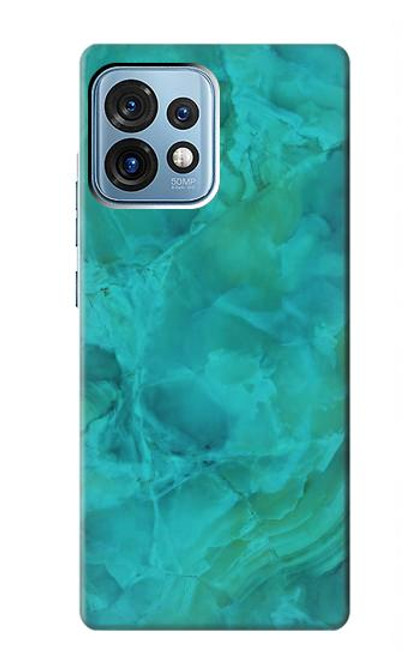 W3147 Aqua Marble Stone Hülle Schutzhülle Taschen und Leder Flip für Motorola Edge+ (2023), X40, X40 Pro, Edge 40 Pro