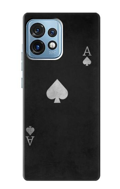 W3152 Black Ace of Spade Hülle Schutzhülle Taschen und Leder Flip für Motorola Edge+ (2023), X40, X40 Pro, Edge 40 Pro