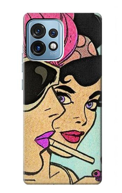W3171 Girls Pop Art Hülle Schutzhülle Taschen und Leder Flip für Motorola Edge+ (2023), X40, X40 Pro, Edge 40 Pro