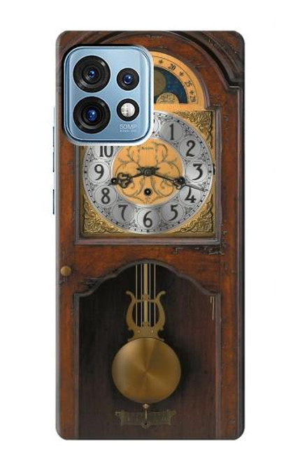 W3173 Grandfather Clock Antique Wall Clock Hülle Schutzhülle Taschen und Leder Flip für Motorola Edge+ (2023), X40, X40 Pro, Edge 40 Pro