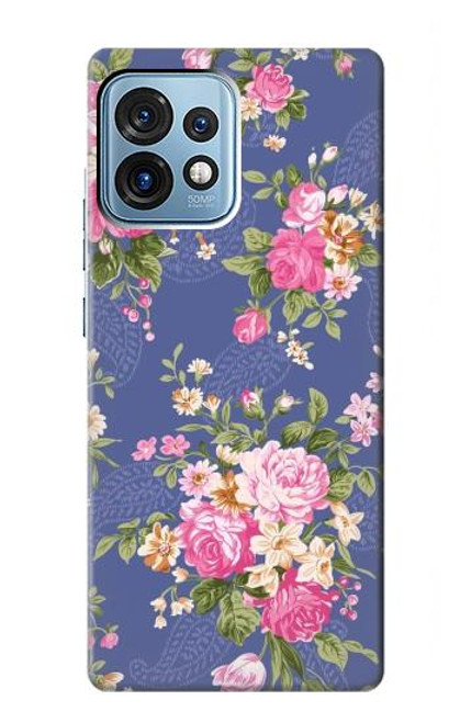 W3265 Vintage Flower Pattern Hülle Schutzhülle Taschen und Leder Flip für Motorola Edge+ (2023), X40, X40 Pro, Edge 40 Pro