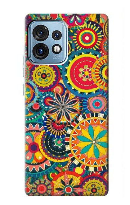 W3272 Colorful Pattern Hülle Schutzhülle Taschen und Leder Flip für Motorola Edge+ (2023), X40, X40 Pro, Edge 40 Pro