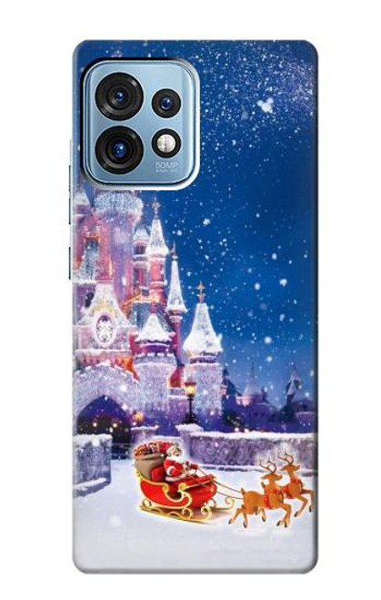 W3282 Santa Xmas Castle Hülle Schutzhülle Taschen und Leder Flip für Motorola Edge+ (2023), X40, X40 Pro, Edge 40 Pro