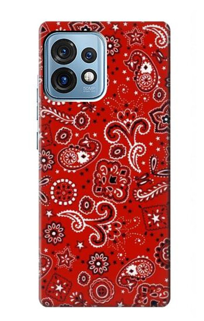 W3354 Red Classic Bandana Hülle Schutzhülle Taschen und Leder Flip für Motorola Edge+ (2023), X40, X40 Pro, Edge 40 Pro