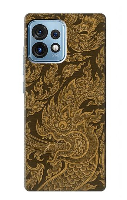 W3382 Thai Art Naga Hülle Schutzhülle Taschen und Leder Flip für Motorola Edge+ (2023), X40, X40 Pro, Edge 40 Pro
