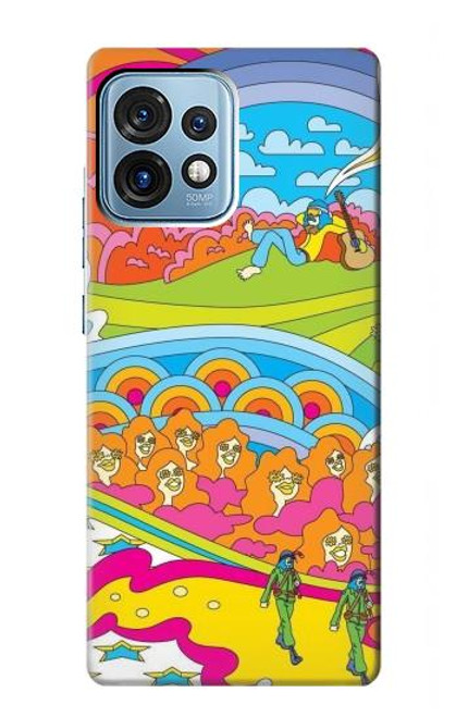 W3407 Hippie Art Hülle Schutzhülle Taschen und Leder Flip für Motorola Edge+ (2023), X40, X40 Pro, Edge 40 Pro