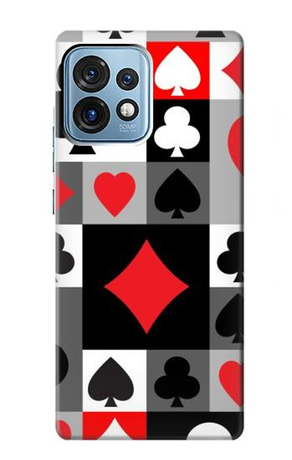 W3463 Poker Card Suit Hülle Schutzhülle Taschen und Leder Flip für Motorola Edge+ (2023), X40, X40 Pro, Edge 40 Pro