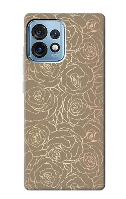 W3466 Gold Rose Pattern Hülle Schutzhülle Taschen und Leder Flip für Motorola Edge+ (2023), X40, X40 Pro, Edge 40 Pro