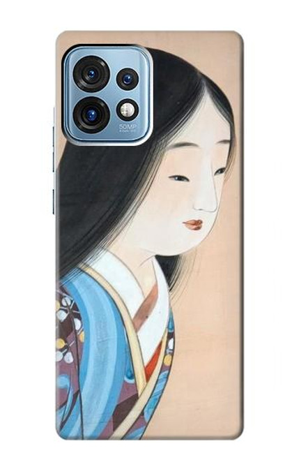 W3483 Japan Beauty Kimono Hülle Schutzhülle Taschen und Leder Flip für Motorola Edge+ (2023), X40, X40 Pro, Edge 40 Pro