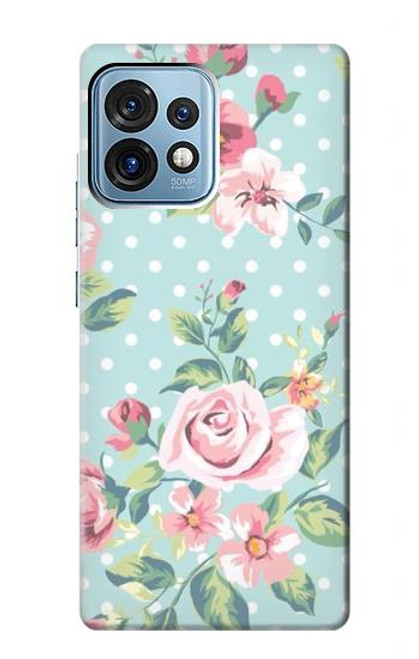 W3494 Vintage Rose Polka Dot Hülle Schutzhülle Taschen und Leder Flip für Motorola Edge+ (2023), X40, X40 Pro, Edge 40 Pro