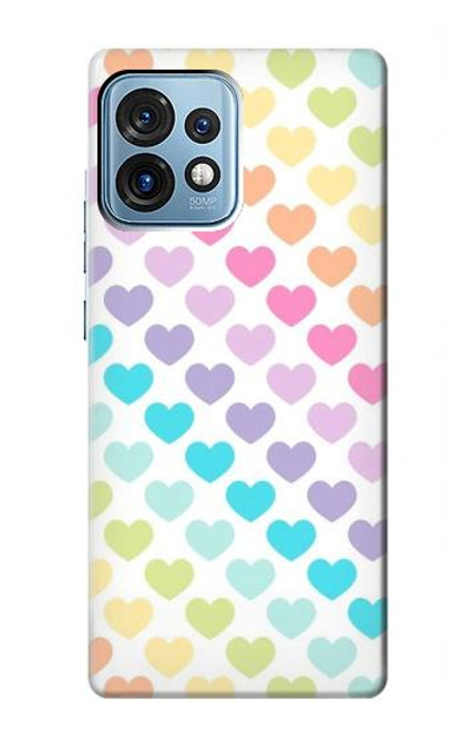 W3499 Colorful Heart Pattern Hülle Schutzhülle Taschen und Leder Flip für Motorola Edge+ (2023), X40, X40 Pro, Edge 40 Pro